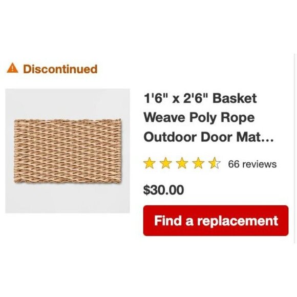Threshold Studio McGee 1'6" x‎ 2'6" Basket Weave Poly Rope Outdoor Door Mat - Picture 5 of 7